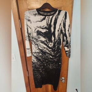 Karen Millen black & white bodycon midi dress, medium